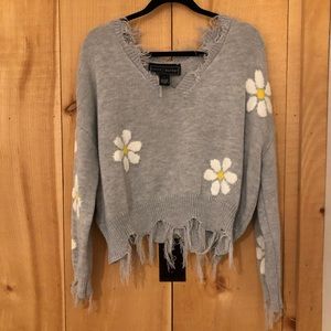 Fringed Daisy Sweater